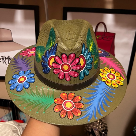Hand Painted Artisanal Mexican Hat Sz Large - Picture 1 of 6